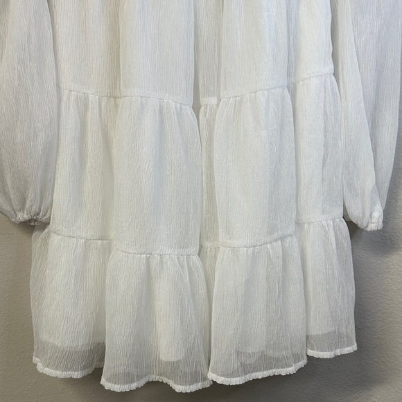 Altar’d State Harley White Babydoll Mini Dress S Smocked Puff Sleeve Cottagecore - Picture 5 of 7